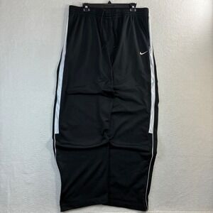 Y2K Nike Track Pants Men XL Black Baggy Ankle Zip Sweatpants Loose Basketball